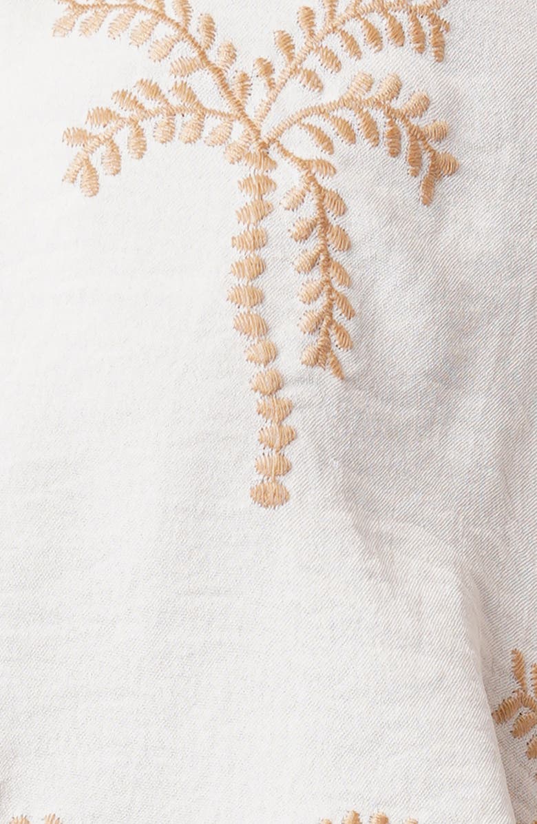 SUNNY LEIGH Palm Tree Embroidered Top, Alternate, color, White / Khaki