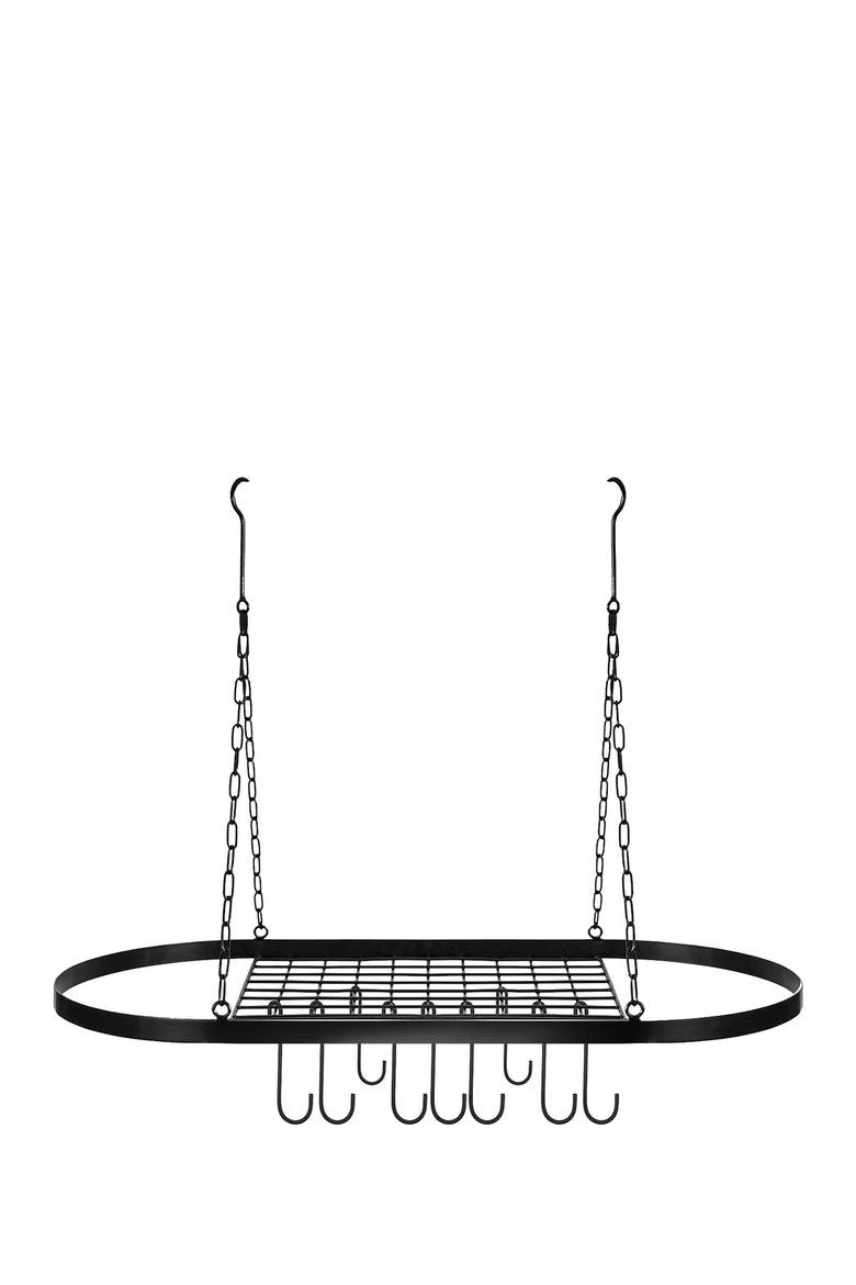 Pot & Pan Rack for Ceiling with Hooks - Black, Alternate, color, BLACK