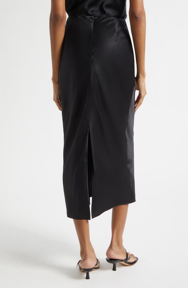 Cinq à Sept Cynthia Ruffle Ruched Silk Midi Skirt, Alternate, color, Black