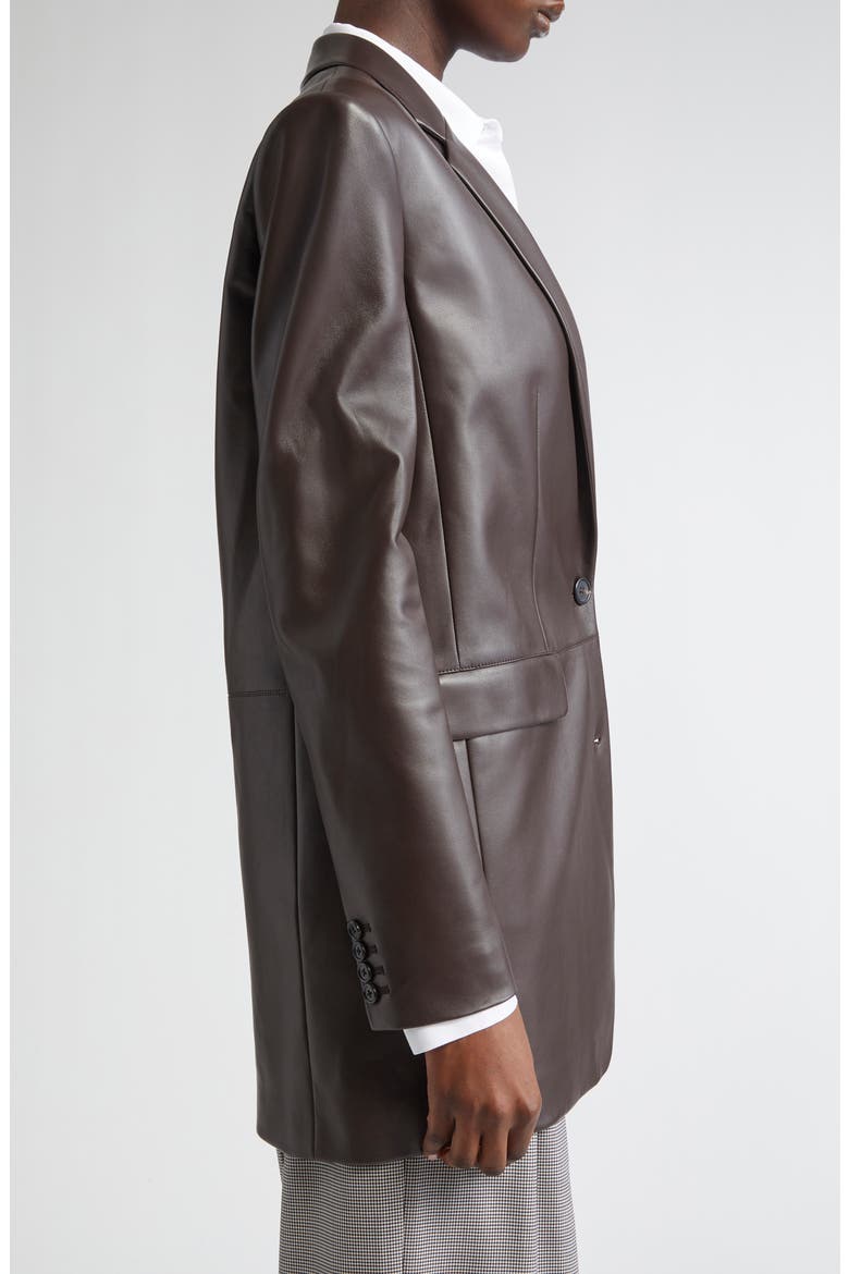 Leather Boyfreind Blazer, Alternate, color, CHOCOLATE