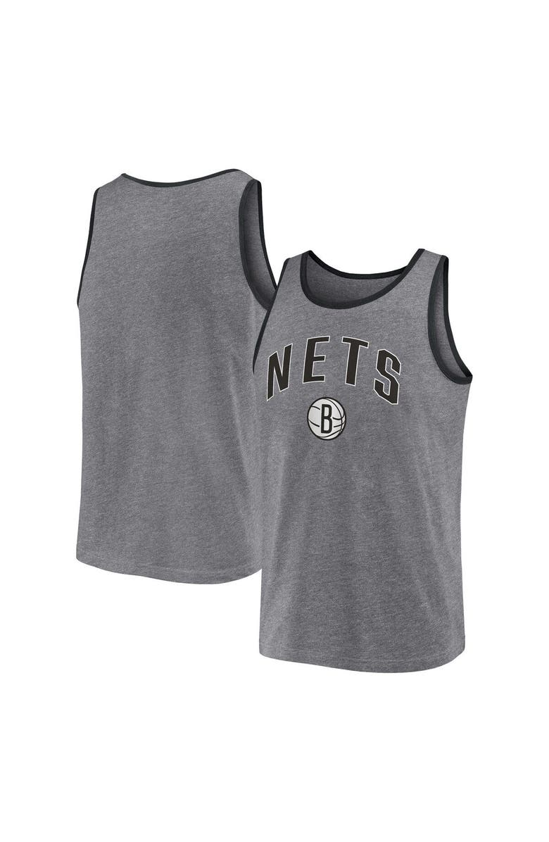 FANATICS Men's Fanatics Branded Heather Gray Brooklyn Nets Primary Logo Tank Top, Main, color, 