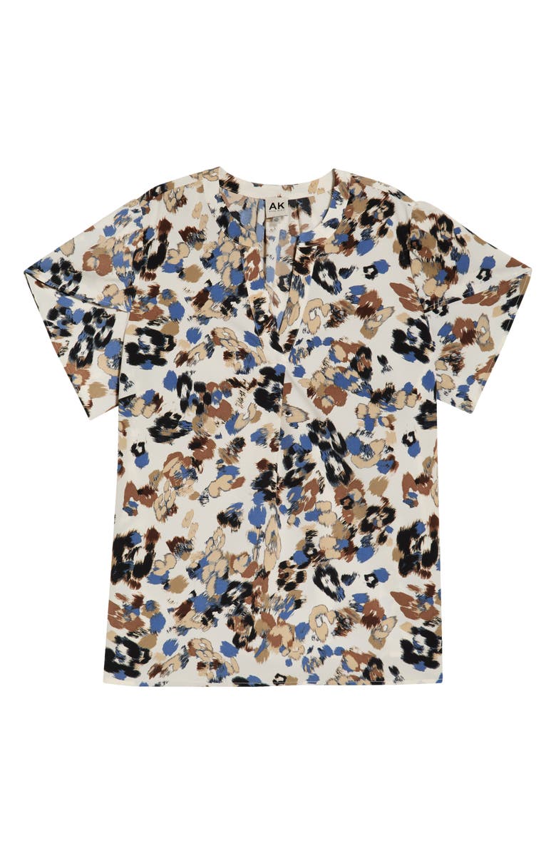 AK ANNE KLEIN Print Tulip Sleeve Top, Alternate, color, White Dove Multi