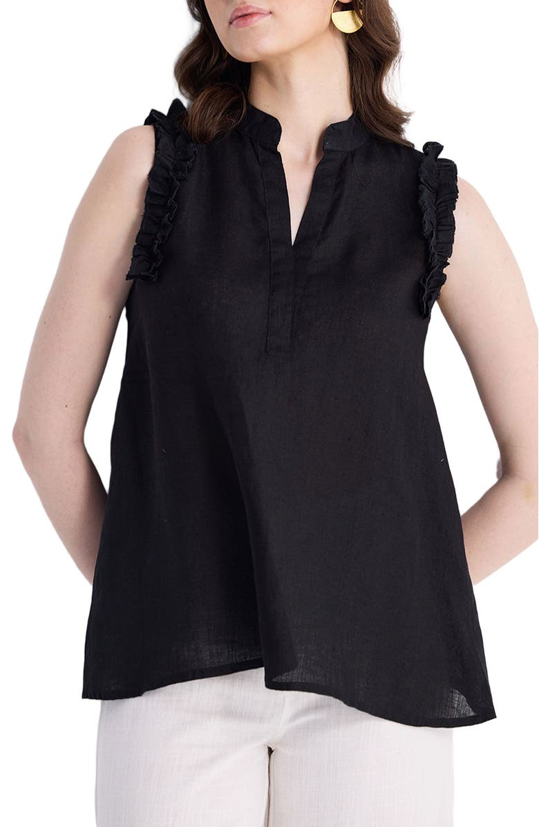 Reistor Sleeveless Hemp Top with Ruffles, Alternate, color, Black