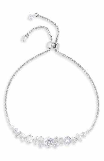 Cubic Zirconia Cluster Adjustable Bolo Bracelet