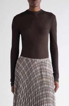 Semisheer Long Sleeve Rib T-Shirt