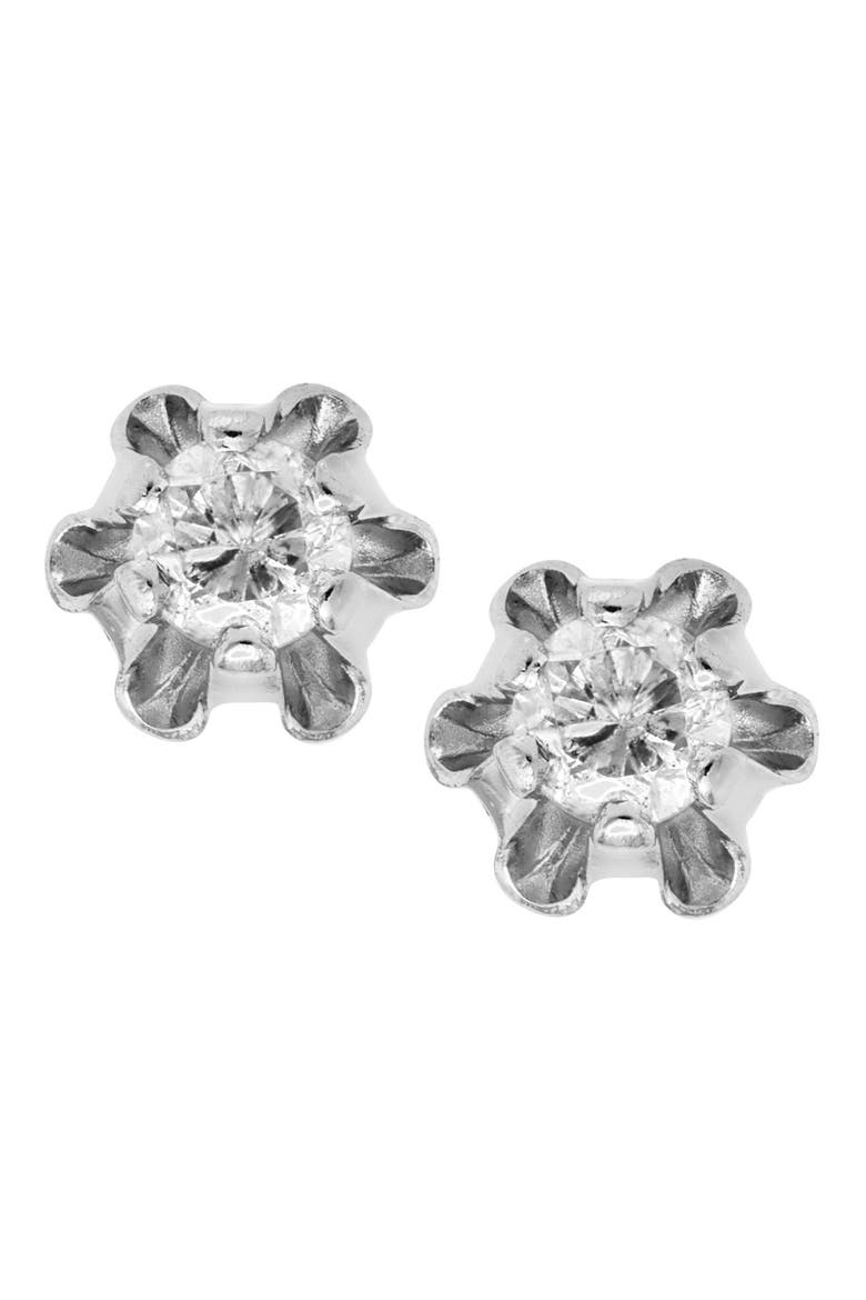 14k White Gold & Diamond Stud Earrings, Alternate, color, WHITE GOLD