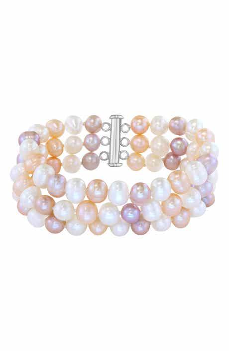 Three-Strand Sterling Silver Cultured Pearl Bracelet