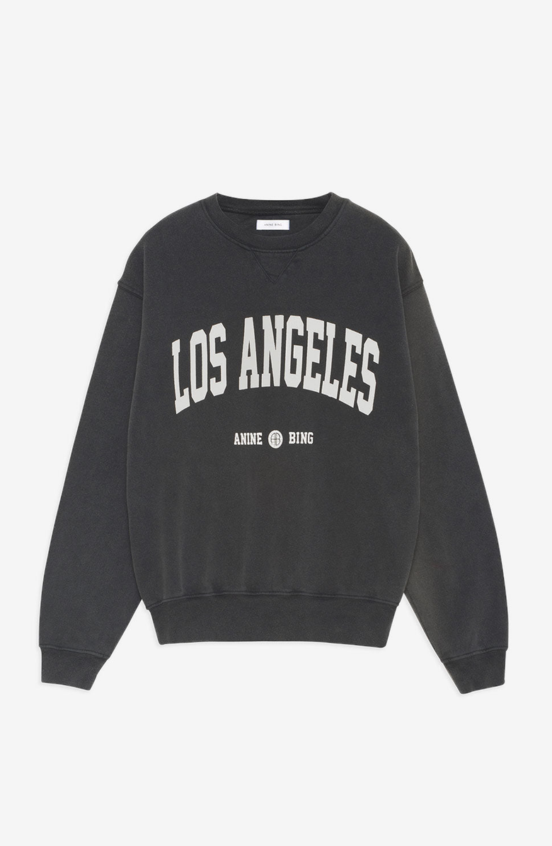 ANINE BING Ramona Sweatshirt University Los Angeles, Alternate, color, Washed Black