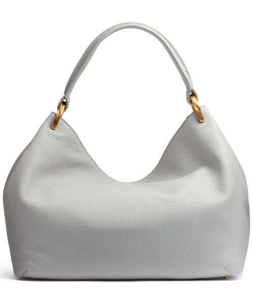 Donna Karan Glenwood Leather Shoulder With Tassel Detail In Pearl Grey