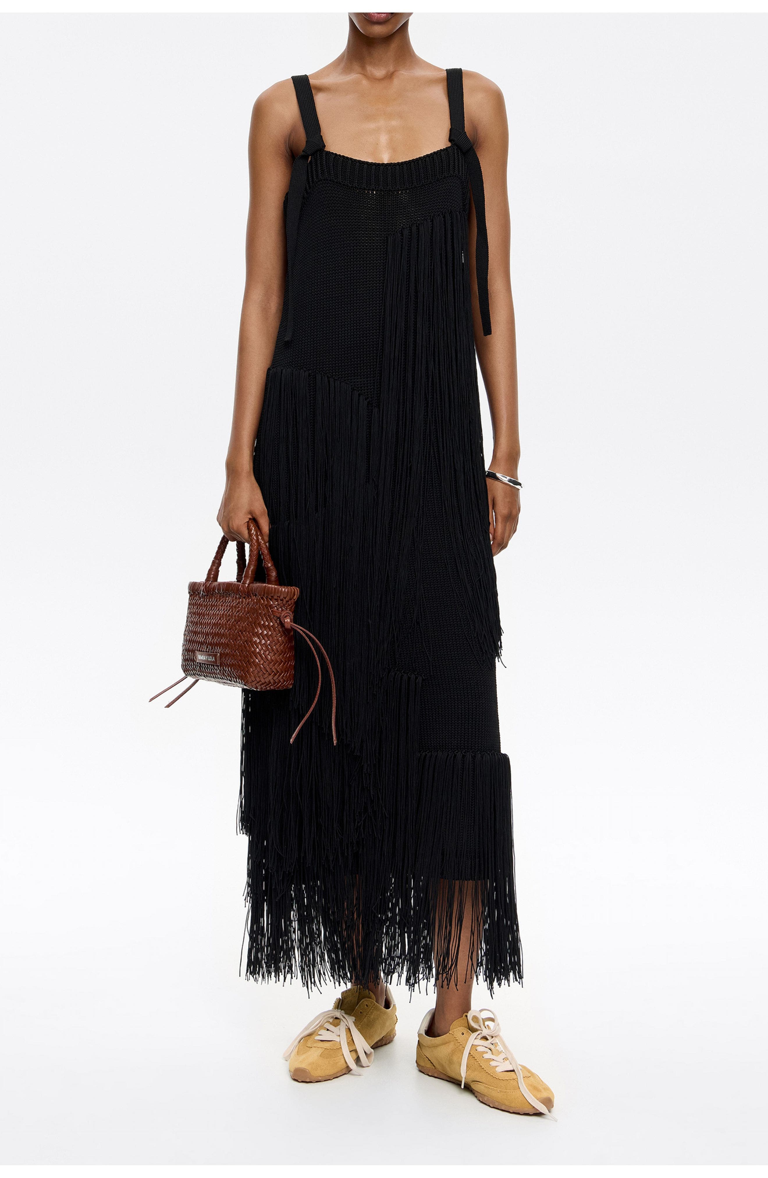 Bimba y Lola Plaited Leather Mini Bag, Alternate, color, Nut