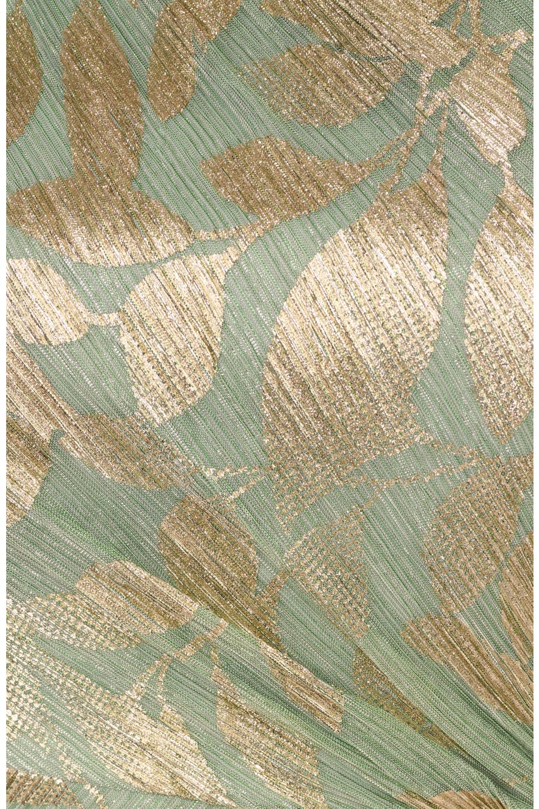 Asymmetric Metallic Foil Leaf Gown, Alternate, color, SAGE/ GOLD