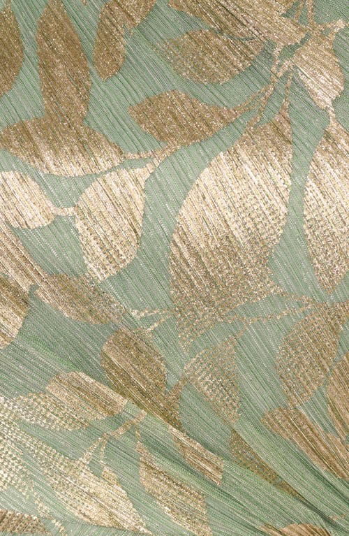ADRIANNA PAPELL ADRIANNA PAPELL ASYMMETRIC METALLIC FOIL LEAF GOWN 