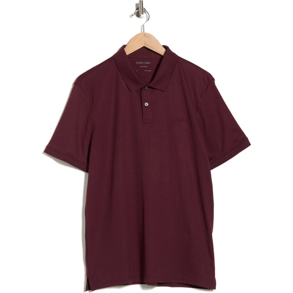 Calvin Klein Liquid Touch Interlock Cotton Polo In Burgundy