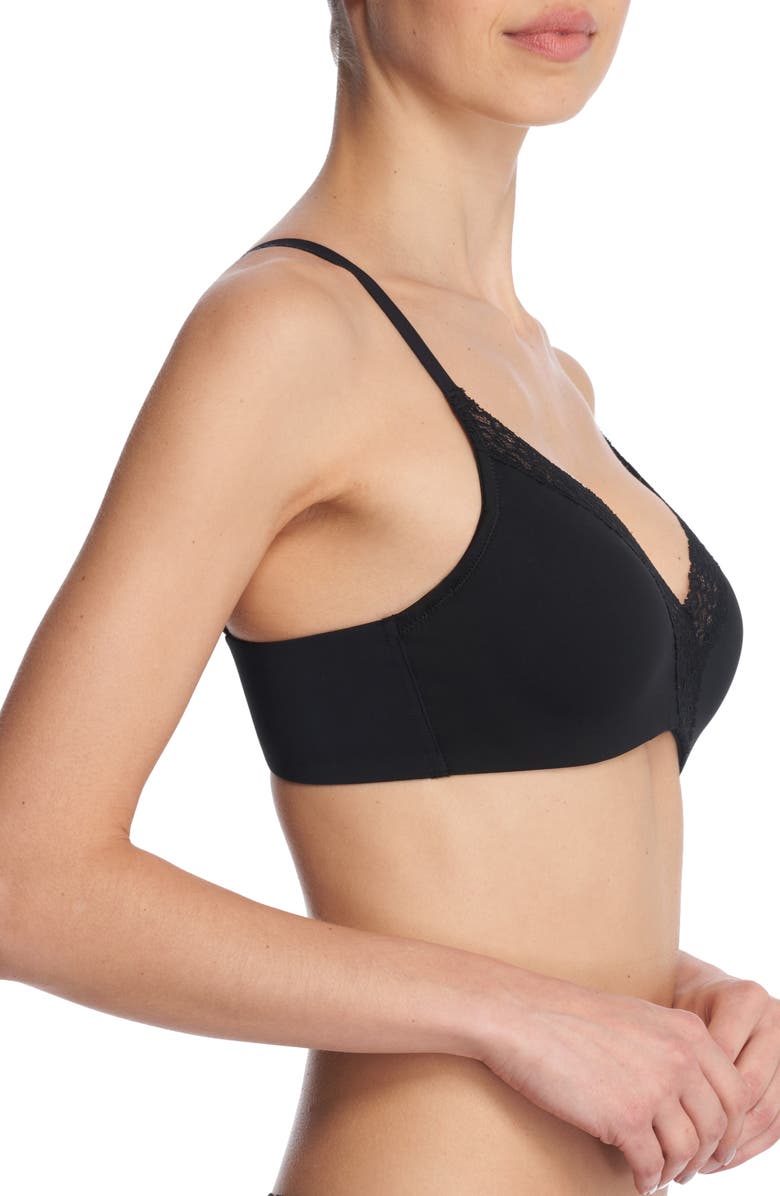 Natori Simply Lace Contour Plunge Underwire Bra, Alternate, color, Black