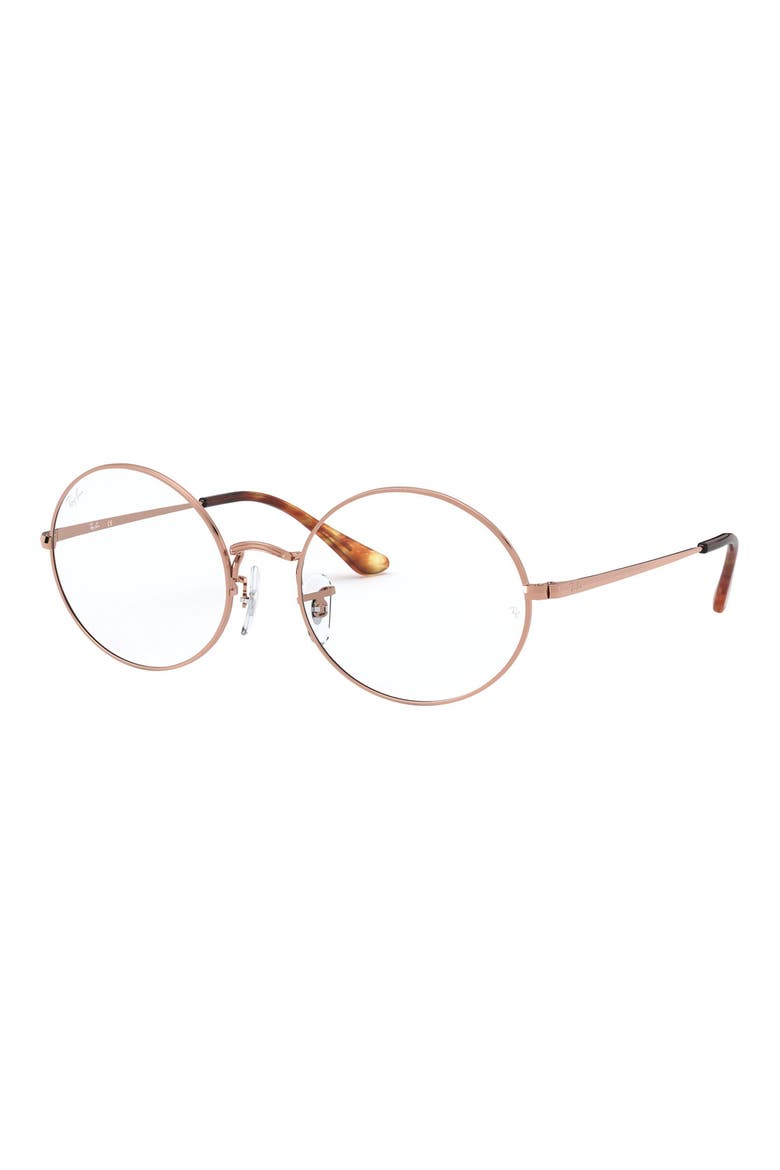 51mm Round Optical Glasses, Alternate, color, ROSE GOLD