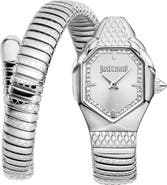 Just Cavalli Glam Snake Wraparound Bracelet Watch, 22mm x 34.5mm