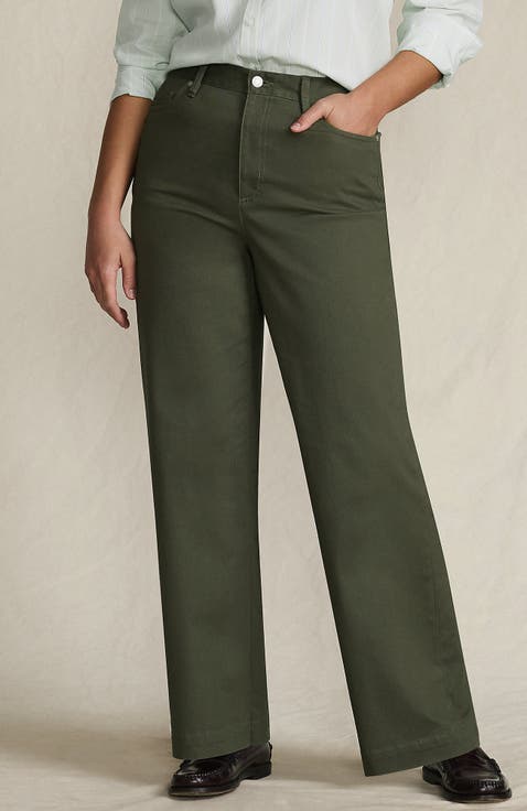 Plus Size High Rise 5 Pocket Wide Leg Chino Pants