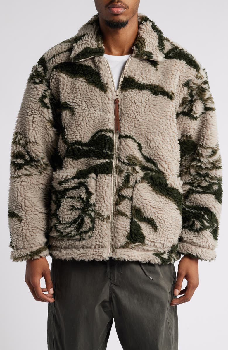 Obey Mushroom Fleeze Zip Jacket, Alternate, color, 