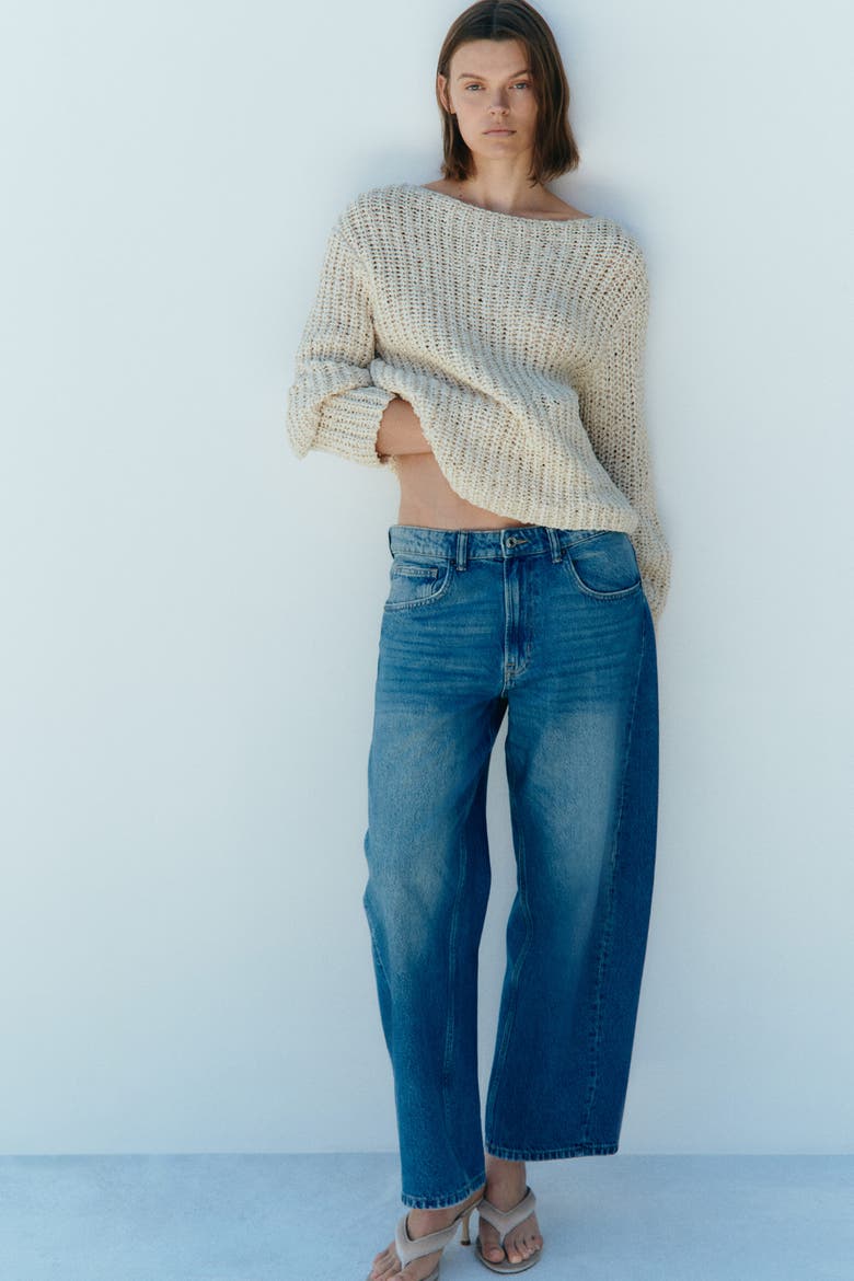 Barrel Regular Waist Ankle Jeans, Main, color, Denim blue