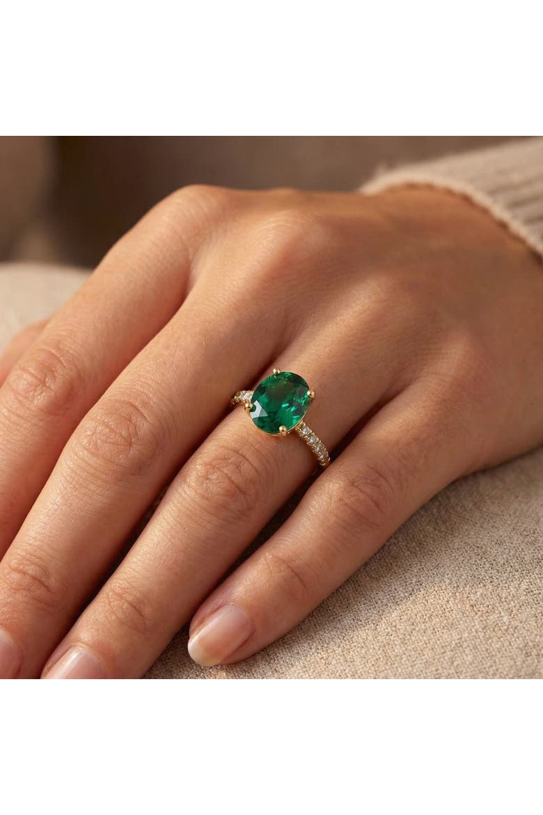 Emerald & Diamond 3/8 ct Ring 14k Gold Lab Grown, Alternate, color, 14k Yellow Gold