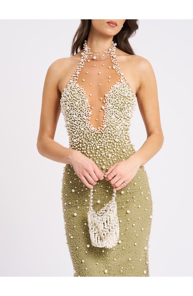 Miss Circle Ginny Pearl Embellished Backless Gown, Alternate, color, Pear Green
