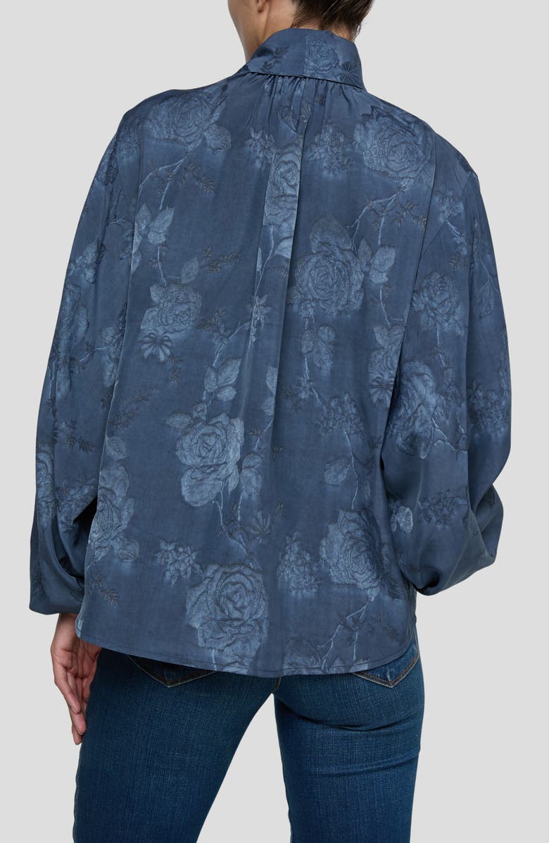 L'AGENCE Rhett Floral Print Blouson Sleeve Shirt, Alternate, color, Vintage Indigo Floral