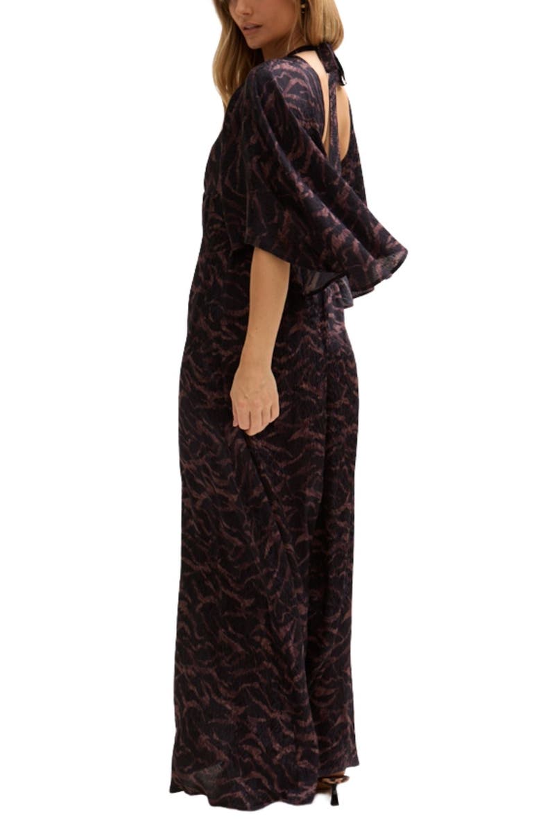 LILY AND LIONEL Lydia Angel Sleeve Midnight Tiger Print Maxi Dress, Alternate, color, Brown