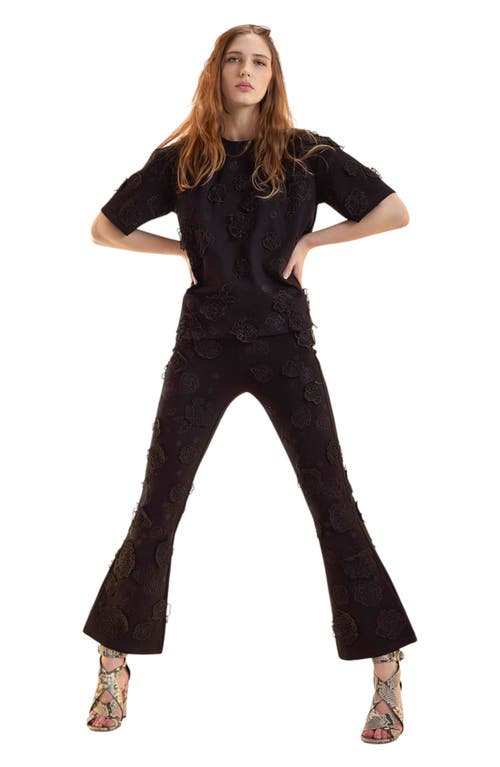 Cynthia Rowley Pop Floral Applique Pant In Brown