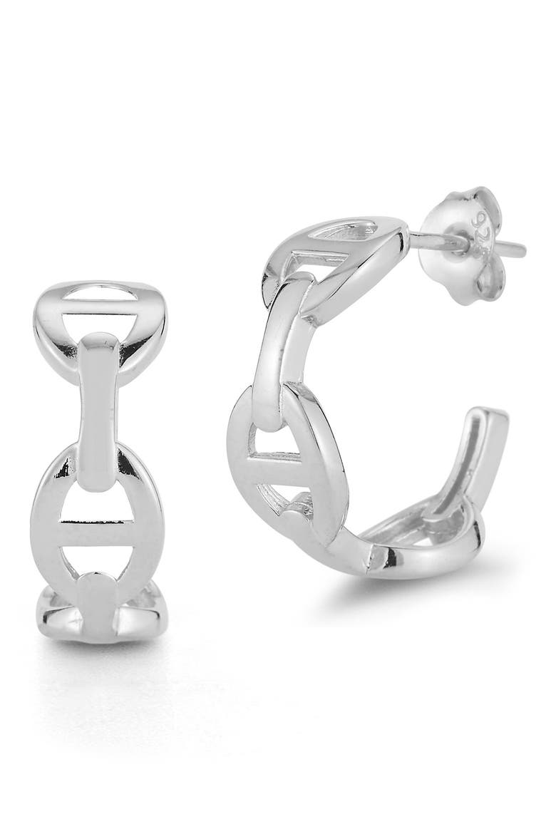 Link Hoop Earrings, Main, color, SILVER