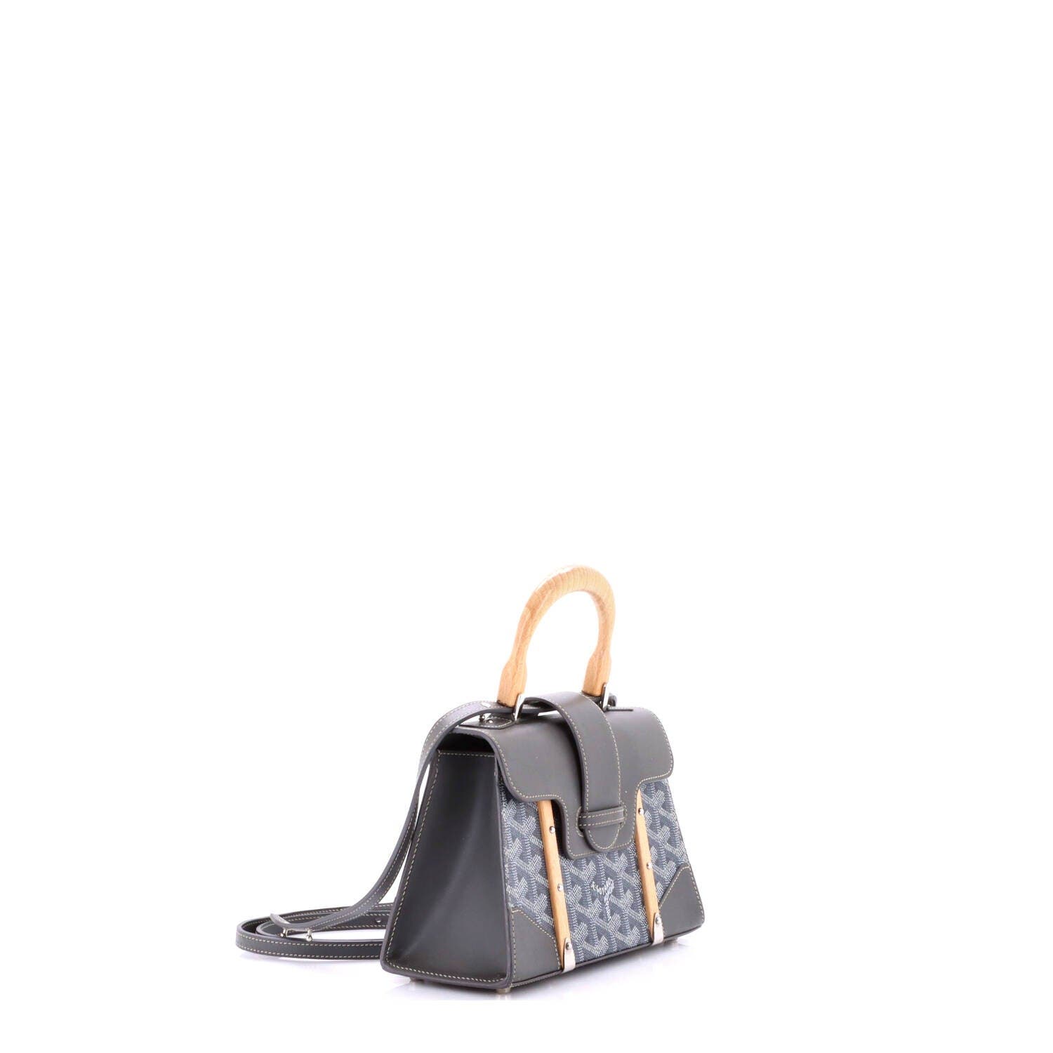 Structured Saigon Top Handle Bag Coated Canvas with Leather Mini, Alternate, color, Grey
