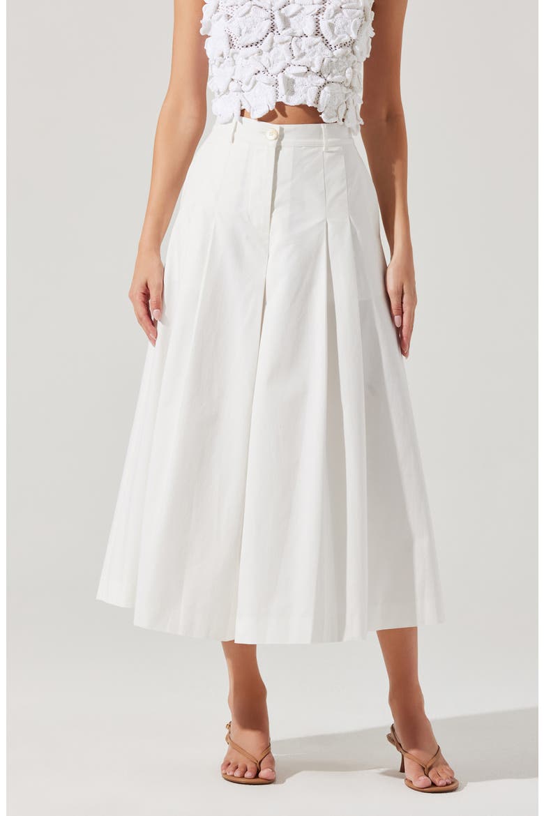 Rowen Pleated Cotton Culottes, Alternate, color, WHITE