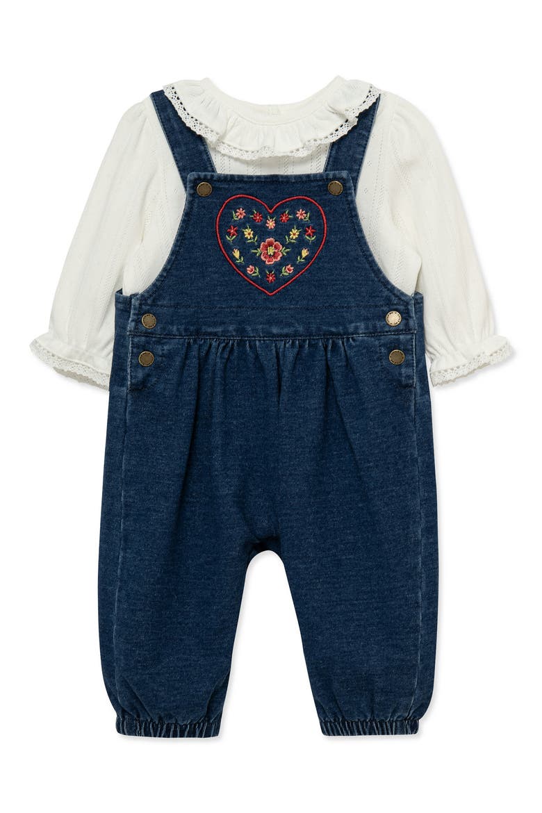 Kids' Heart Overall & T-Shirt Set, Alternate, color, DENIM