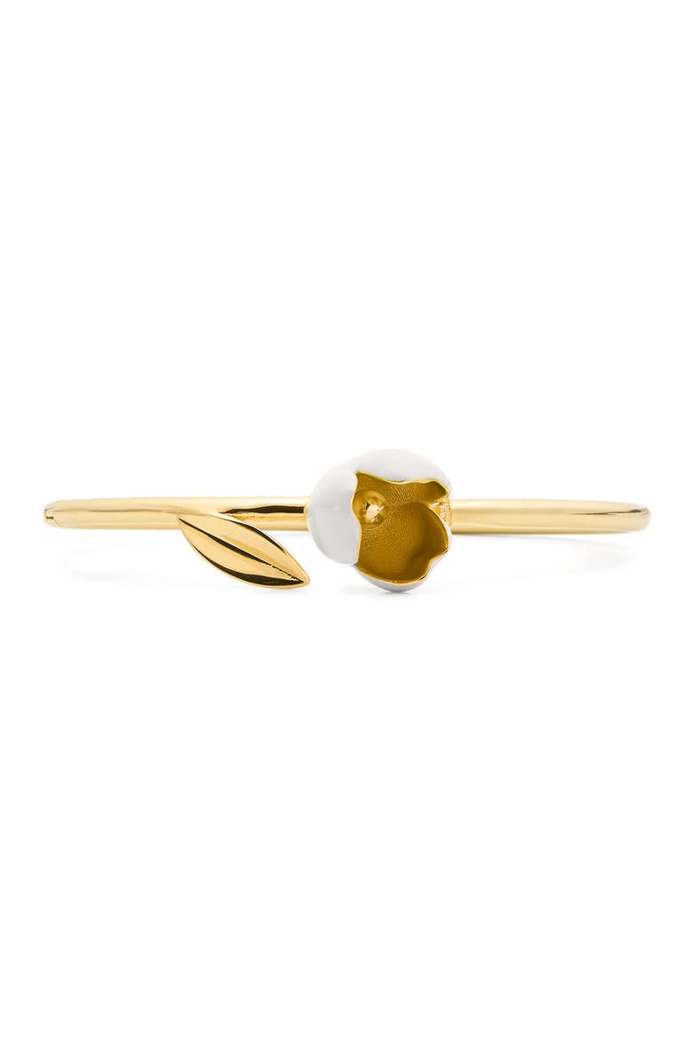 golden bloom flower bangle bracelet, Main, color, WHITE.
