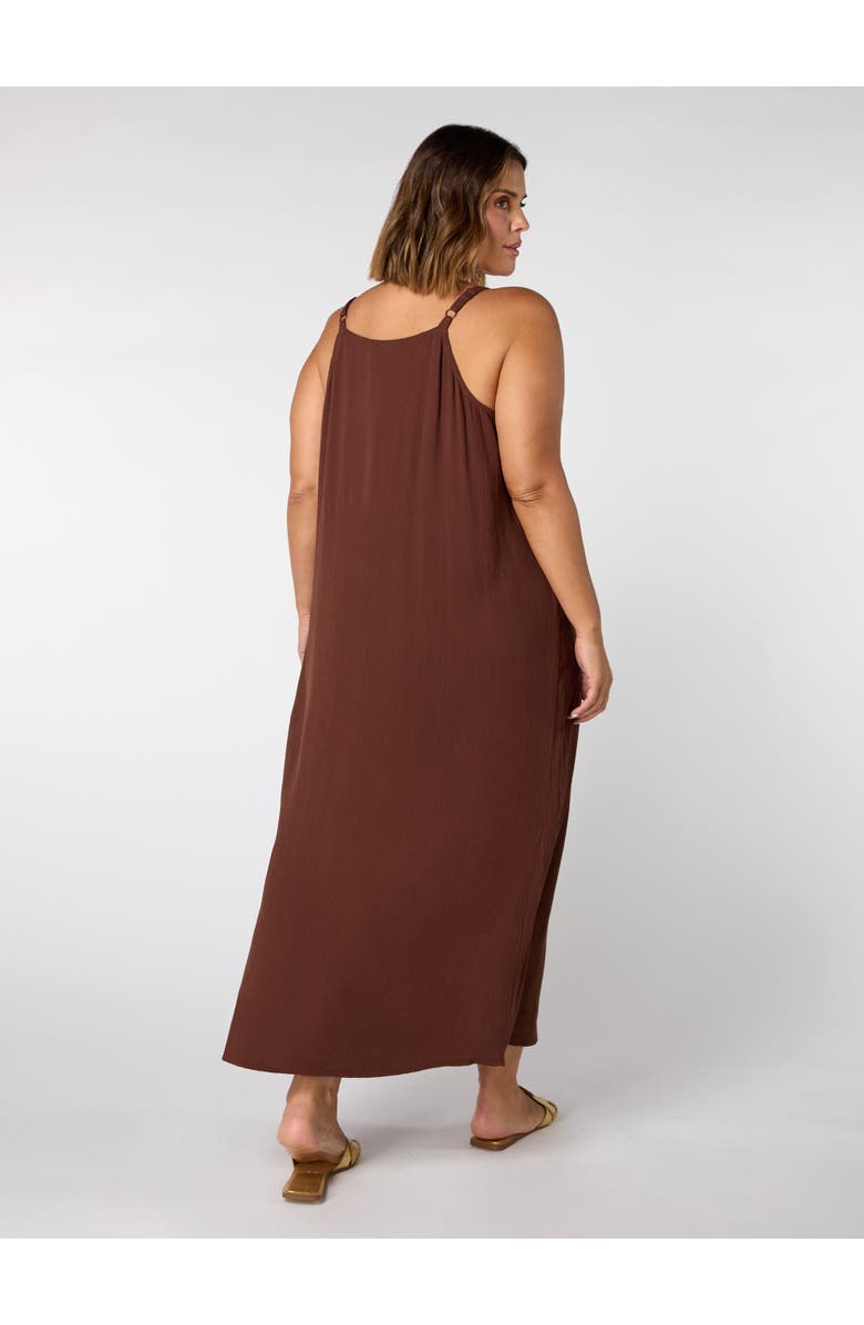 Live Unlimited Crinkle Strappy Dress, Alternate, color, Chocolate