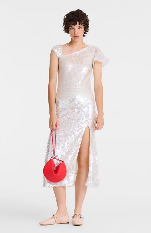 Longchamp Le Roseau Leather Wristlet Clutch In Red