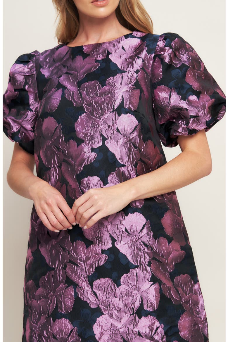 Puff Sleeve Textured Minidress, Alternate, color, BLACK ORCHID
