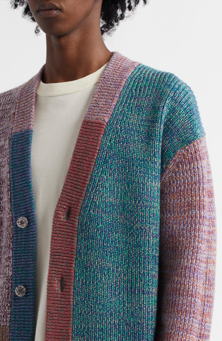 Waste Yarn Project Patti Metallic Colorblock One of a Kind Cardigan, Alternate, color, 