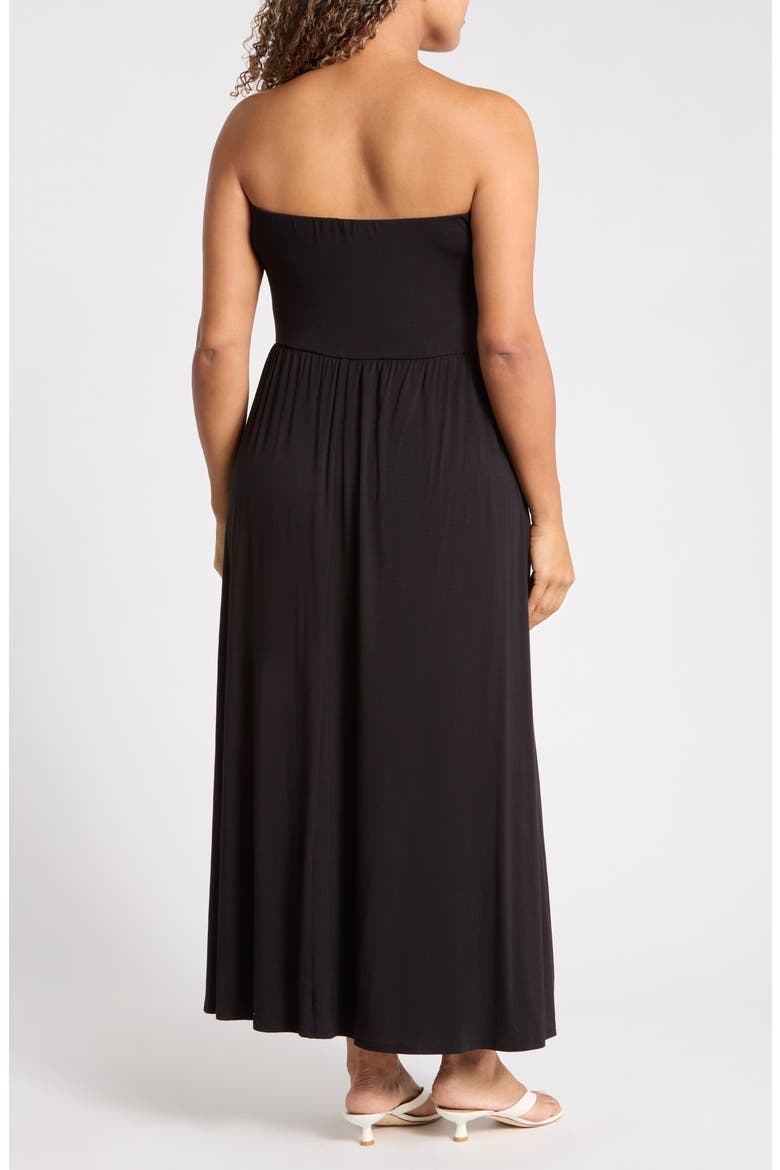 Strapless Maxi Dress, Alternate, color, BLACK