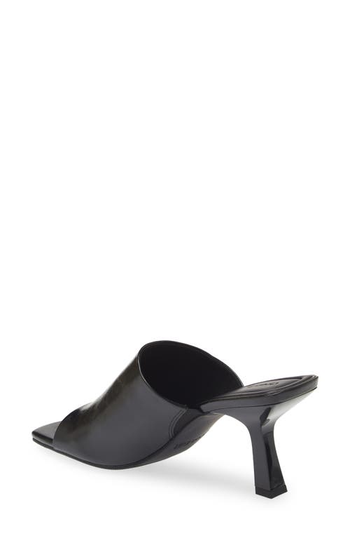 Open Edit Tricia Square Toe Slide Sandal In Black Crinkle