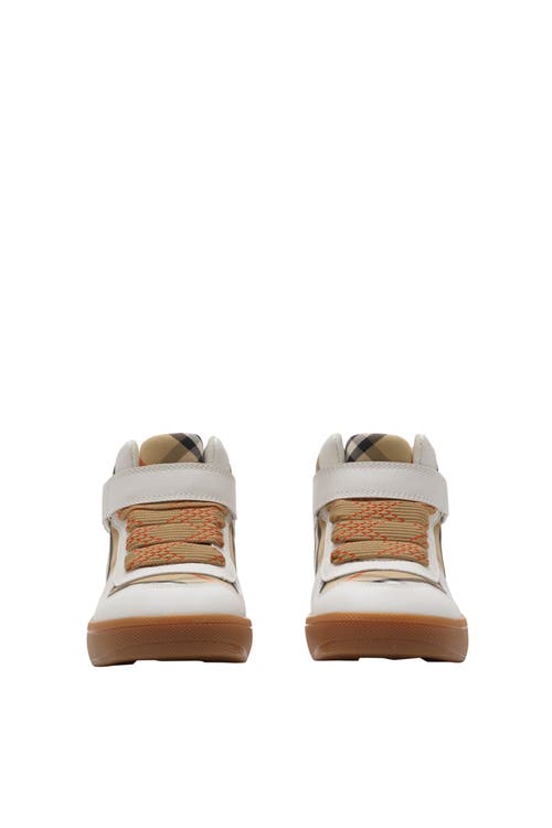 Burberry Check And Leather High-top Sneakers In Multi