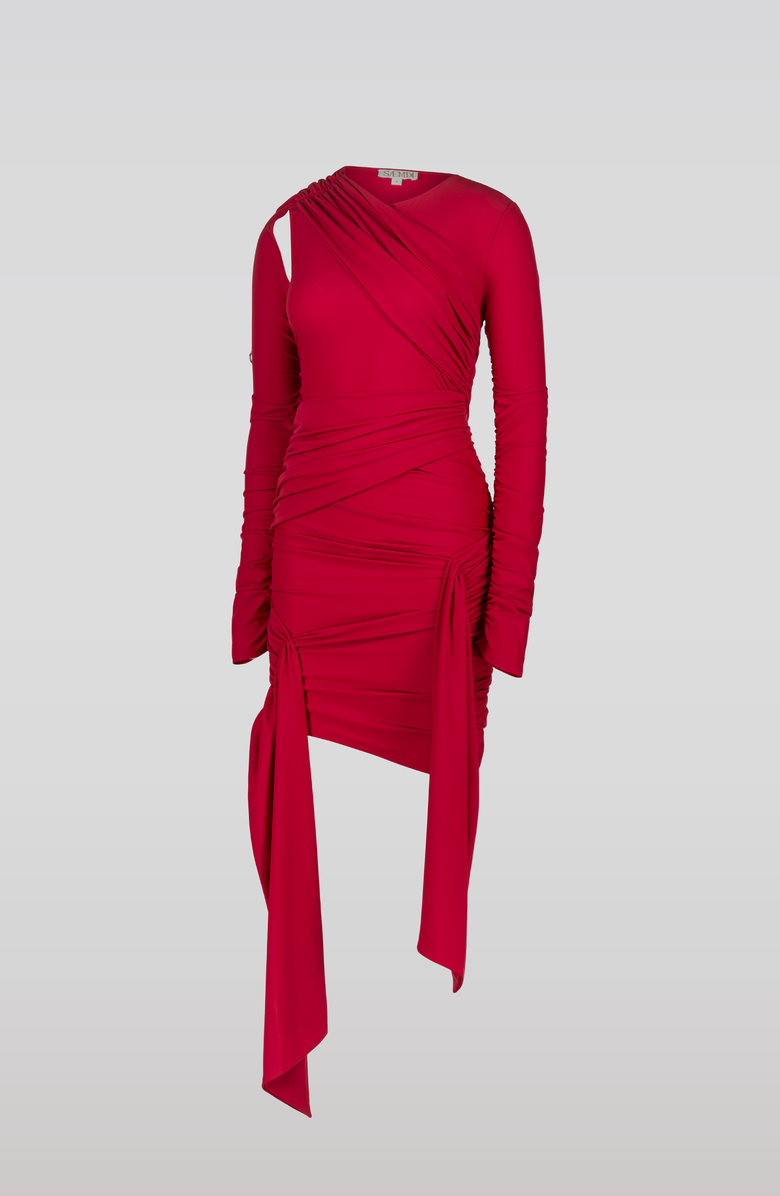 SAEMDI Sporty Jersey Dress, Alternate, color, Red