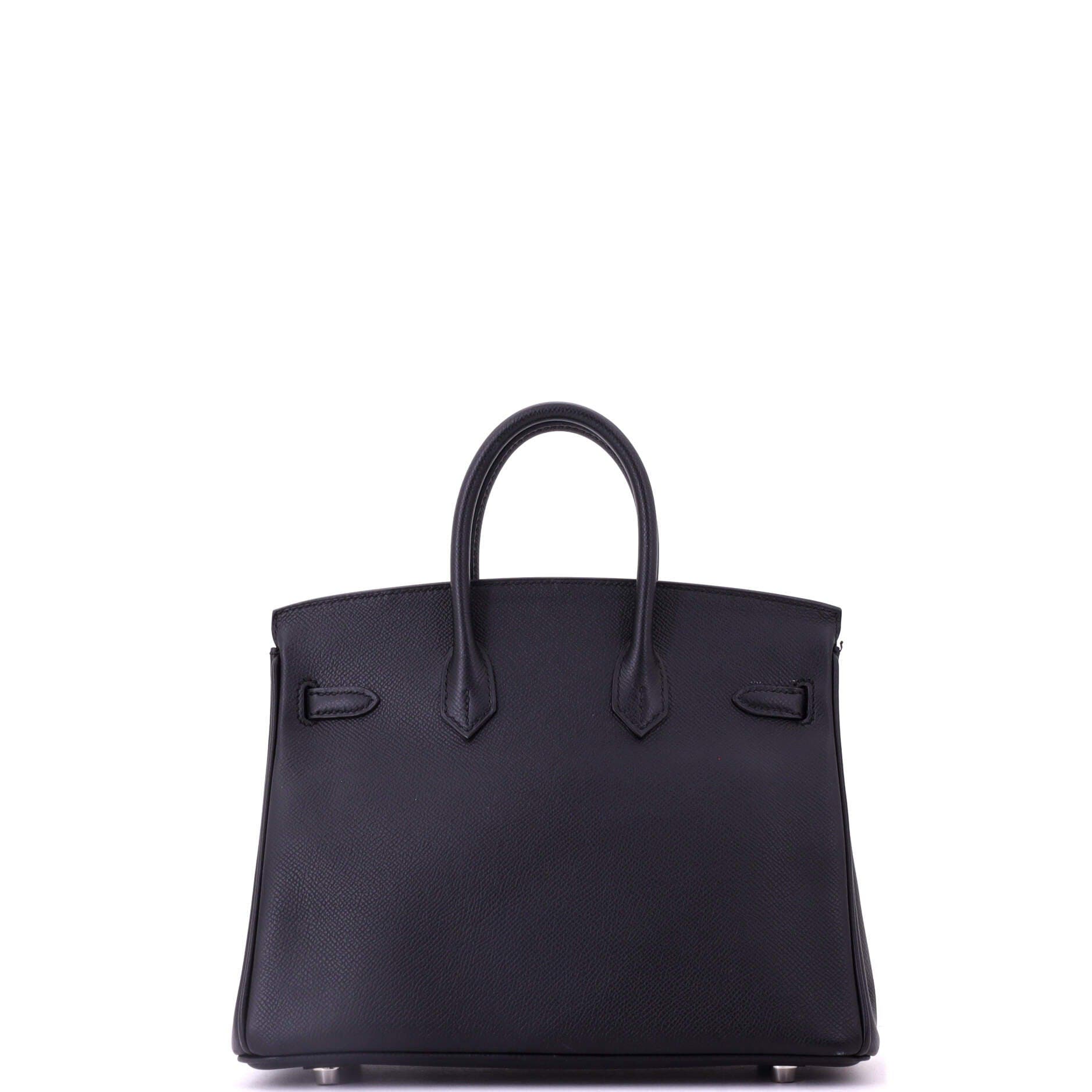 Pre-Owned Hermes Birkin Handbag Black Epsom with Palladium Hardware 25, Alternate, color, Noir