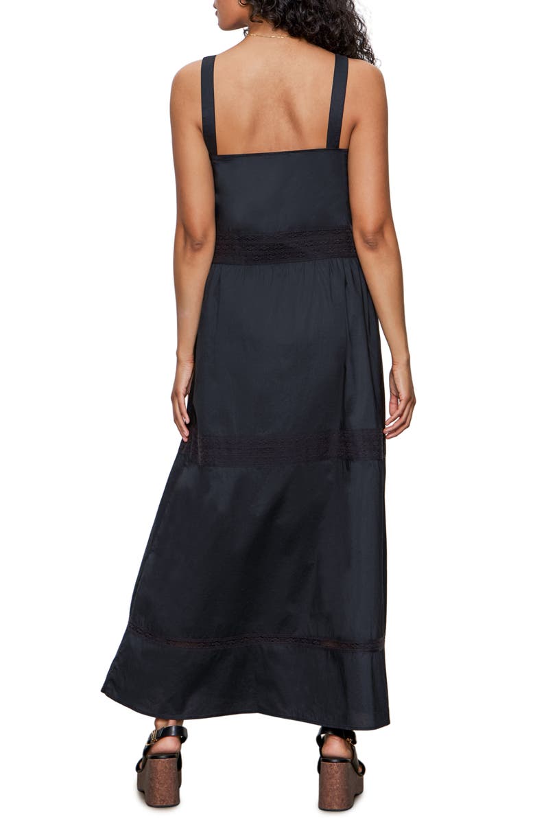 Sanctuary Lucky You Lace Detail Tiered Cotton Maxi Dress, Alternate, color, Black