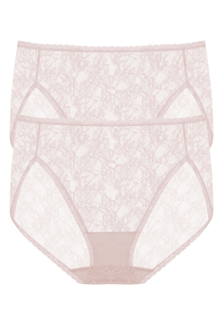 Bliss Allure Lace One Size French Cut Brief 2-Pack, Main, color, Rose Beige