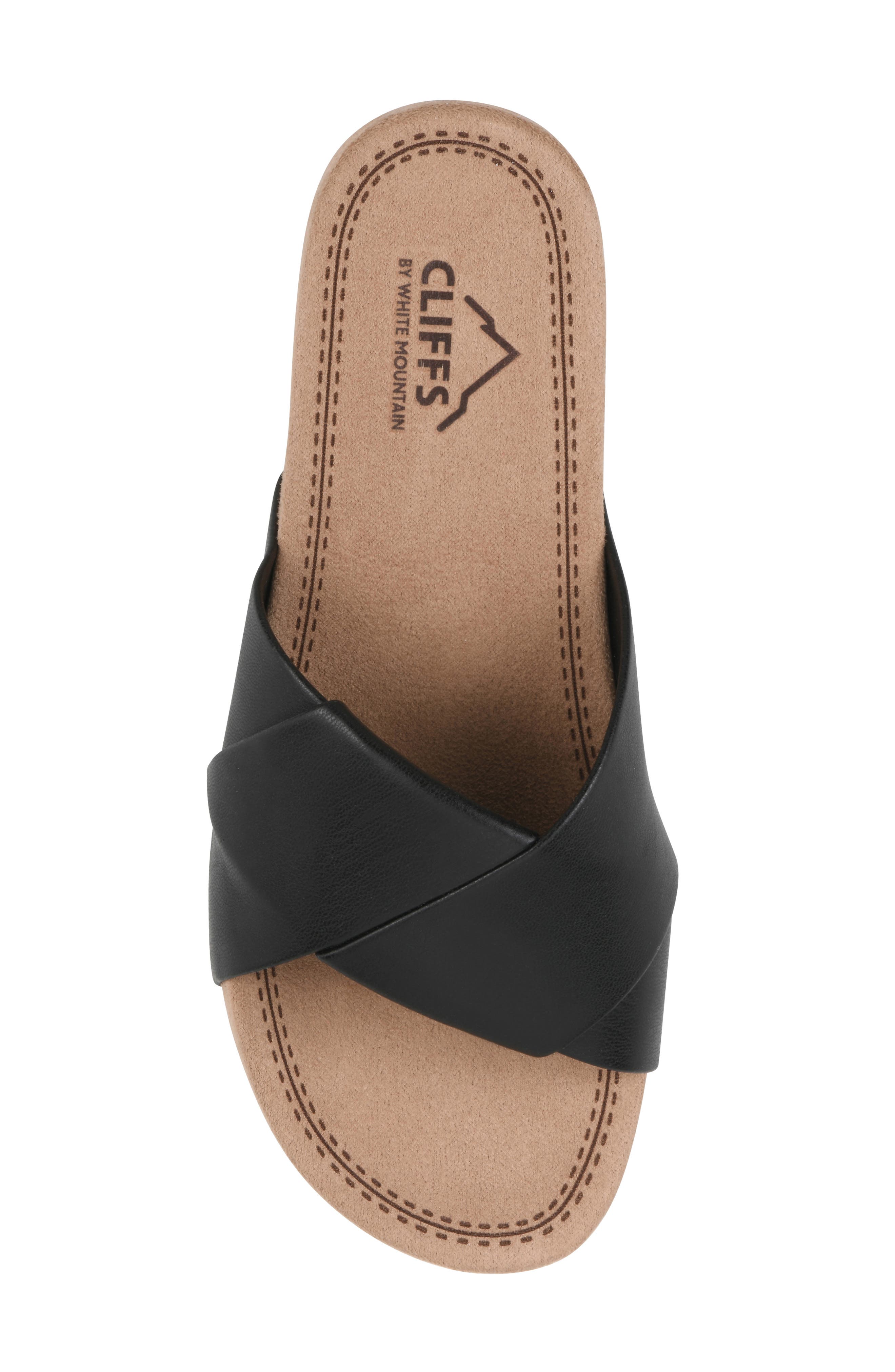 CLIFFS BY WHITE MOUNTAIN Tincie Slide Sandal, Alternate, color, Black Smooth
