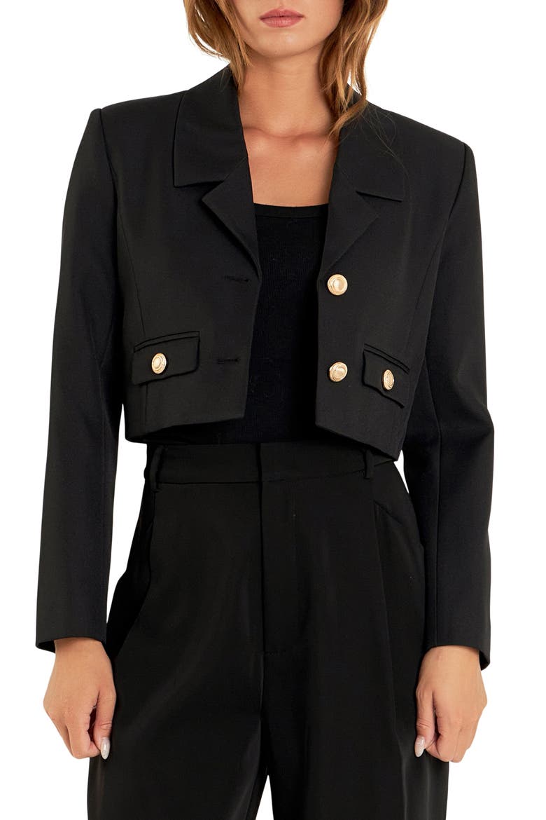 Classic Crop Jacket, Main, color, BLACK