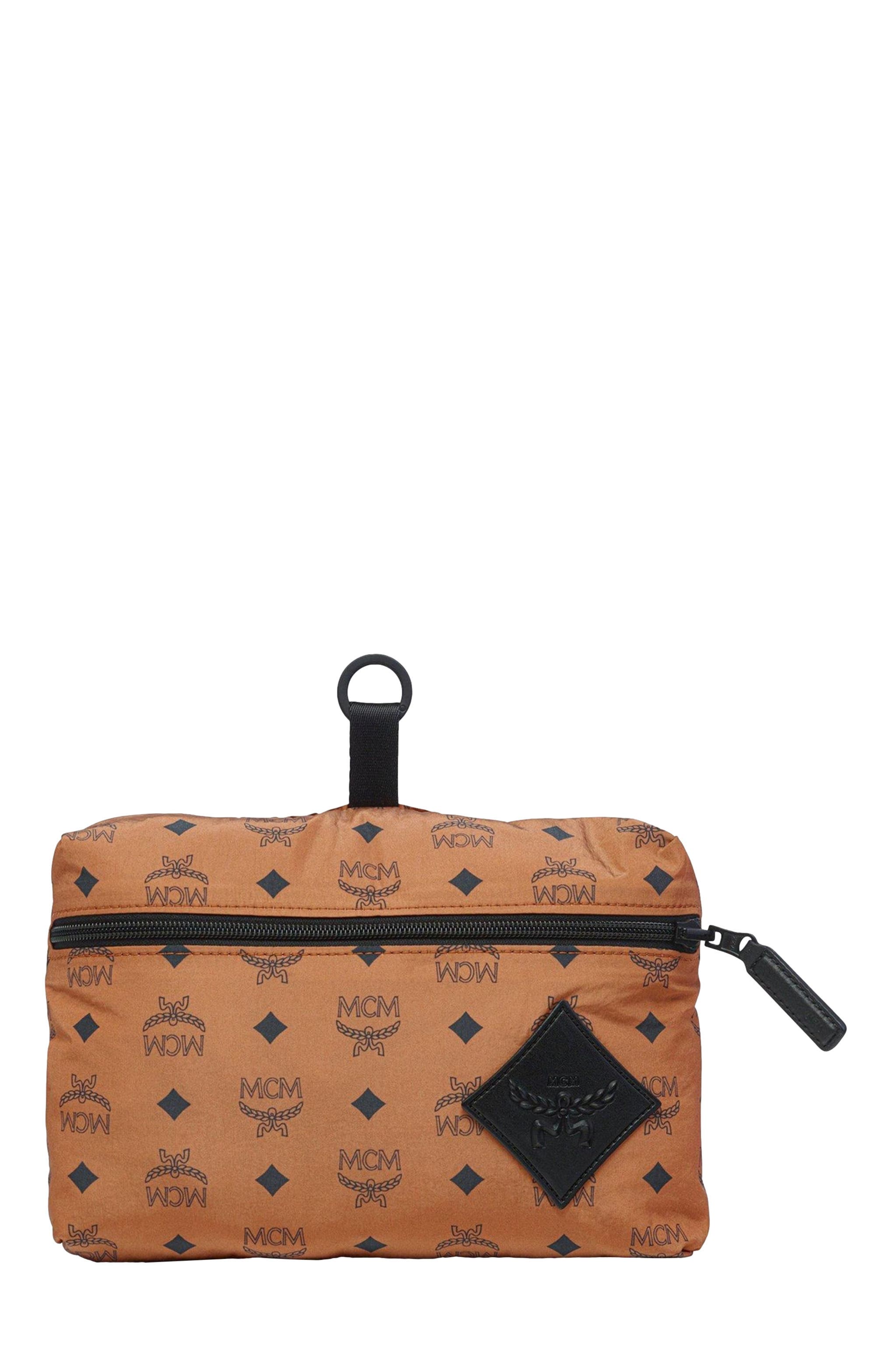 Aren Packable Tote in Visetos, Alternate, color, Cognac