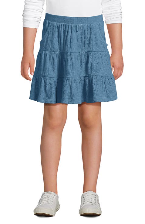 Girls Knit Gauze Tiered Skirt