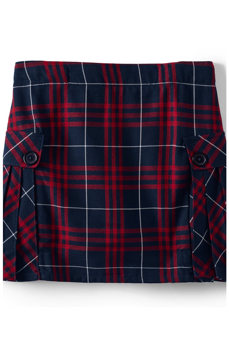 Girls Plus Side Pleat Plaid Skort Above the Knee, Alternate, color, Classic Navy Large Plaid