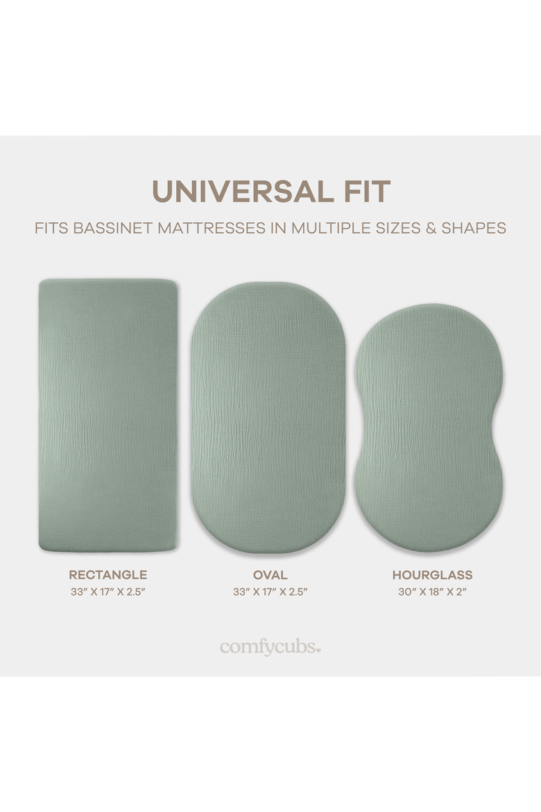 Muslin Cotton Bassinet Sheets, 2 Pack, Alternate, color, Fern and Cream